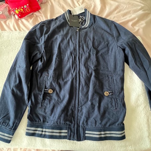 Ted Baker New York mens navy blue bomber jacket size 2 nwt - Picture 5 of 15